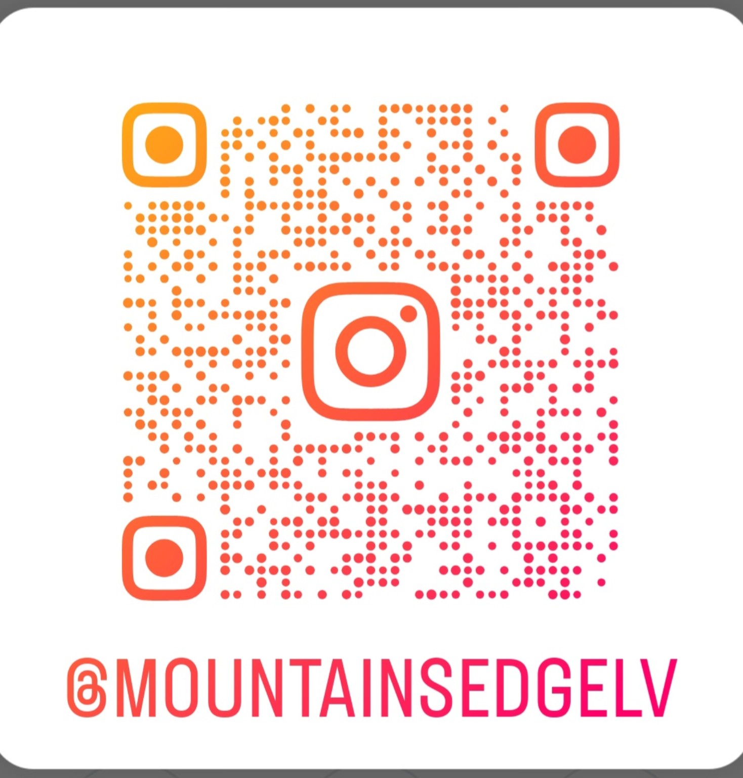 QR code for the Mountains Edge community Instagram account